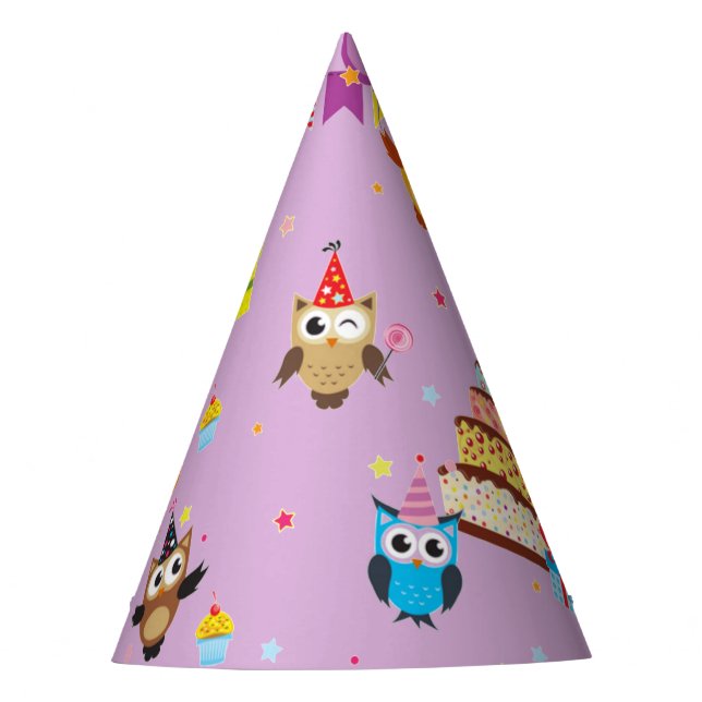 owl birthday party cake cute hat (Front)