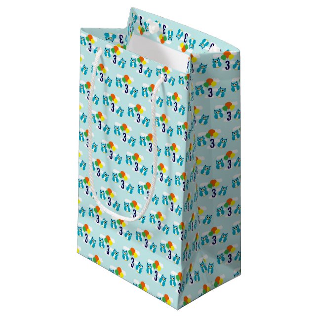 Owl Birthday Small Gift Bag (Front Angled)