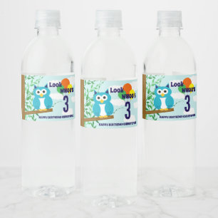 Owl Birthday Water Bottle Label