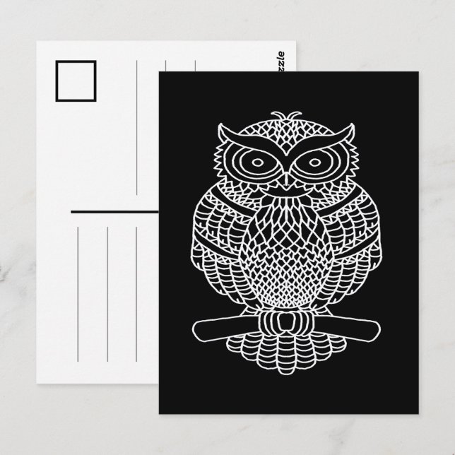 Owl (black) - Postcard (Front/Back)