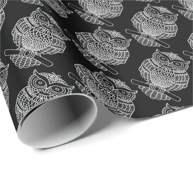 Owl (black) - Wrapping Paper (Roll Corner)