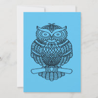 Owl (blue) - Greeting Card