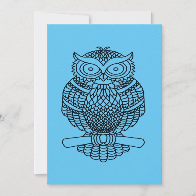 Owl (blue) - Greeting Card (Front)