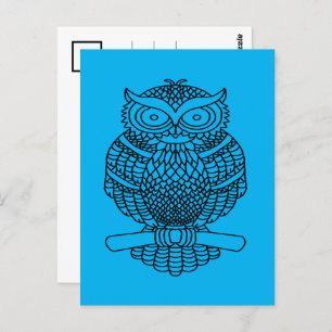 Owl (blue) - Postcard