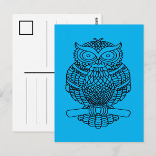 Owl (blue) - Postcard
