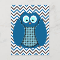 Owl - Blue with Polka Dots