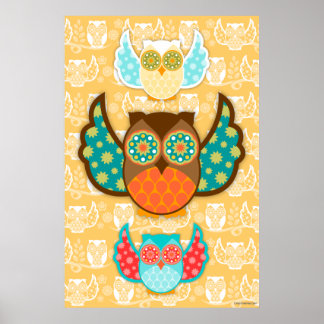 Owl Boheme Poster - Choose Any Background Colour