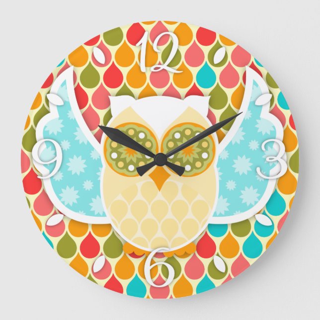 Owl Boheme White Owl Clock (Front)