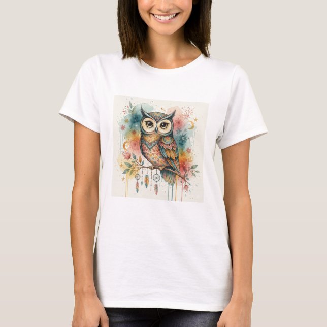 owl boho women T-Shirt (Front)