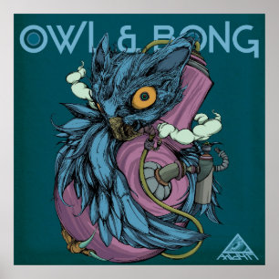 Owl & Bong (Blue) POSTER