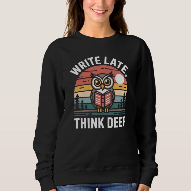  Owl Book Moon Vintage Sunset Sweatshirt (Front)