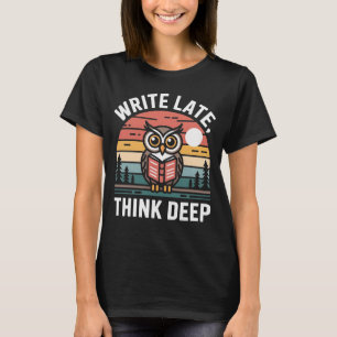 Owl Book Moon Vintage Sunset T-Shirt