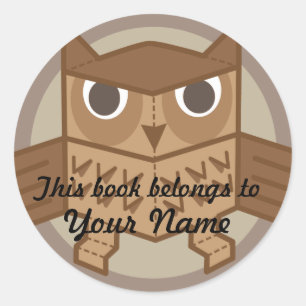 OWL bookplate Classic Round Sticker
