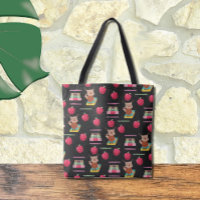 Owl , Books , Red Apple Teacher Large Tote Bag