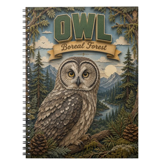 Owl Boreal Forest POPCUT Notebook (Front)