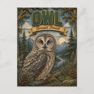 Owl Boreal Forest POPCUT Postcard