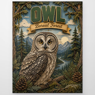 Owl Boreal Forest POPCUT Postcard