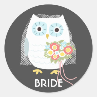Owl Bride | Newlywed Owl Wife | Custom Bridal Classic Round Sticker
