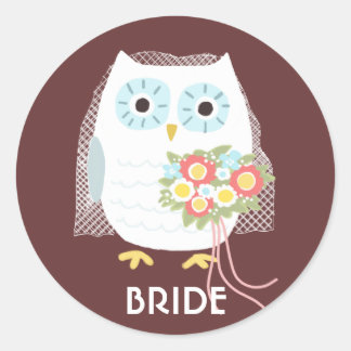 Owl Bride | Newlywed Owl Wife | Custom Bridal Classic Round Sticker