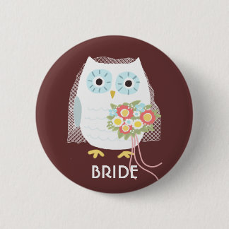 Owl Bride with Veil and Flowers | Cute Wife To-Be 6 Cm Round Badge