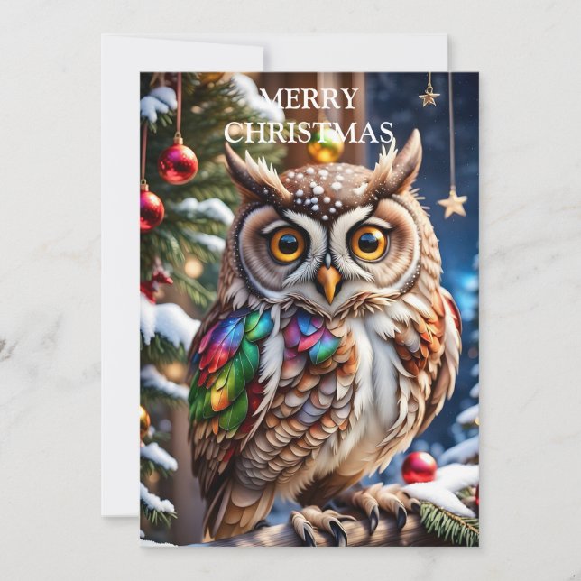  Owl Brings Warmth and Joy Holiday Card (Front)
