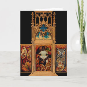 "Owl Butterfly Triptych" Greeting Card