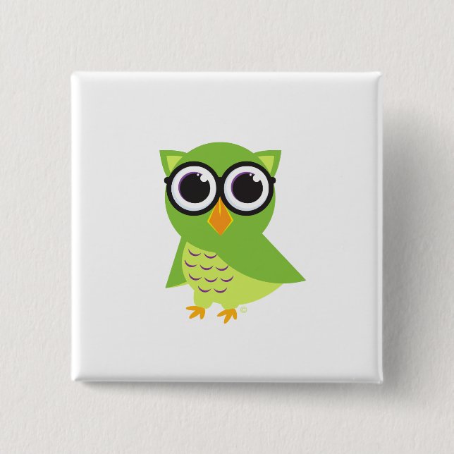 Owl Button Square (Front)