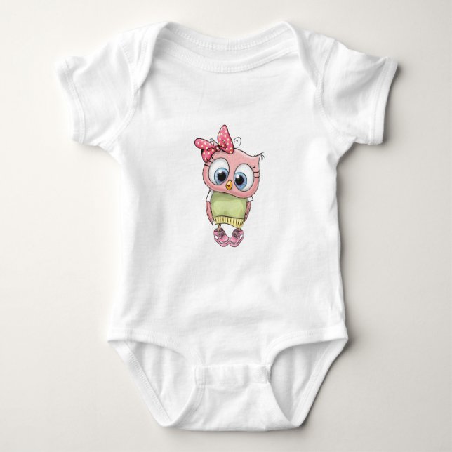 Owl Cartoon   Baby Bodysuit (Front)