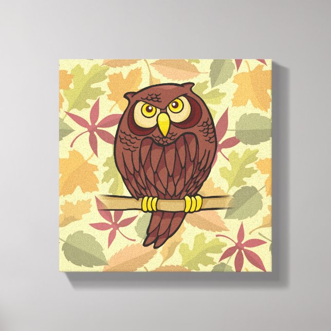 Owl Cartoon Canvas Print (Front)