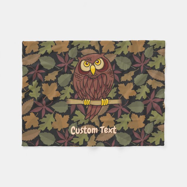 Owl Cartoon Fleece Blanket (Front (Horizontal))