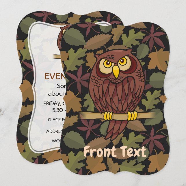 Owl Cartoon Invitation (Front/Back)