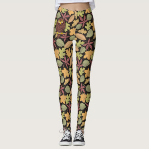 Owl Cartoon on dark background Leggings
