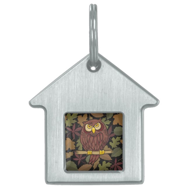 Owl Cartoon Pet Name Tag (Front)