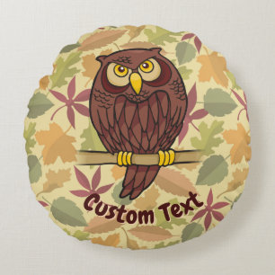 Owl Cartoon Round Pillow
