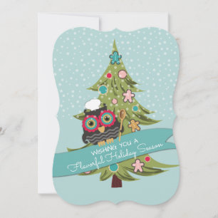 Owl chef cookie Christmas tree holiday baking Card