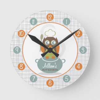 Owl Chef Personalised Kitchen Clock
