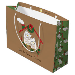 Owl Christmas Country Holiday Large Gift Bag