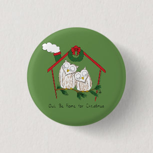 Owl Christmas Cute Funny Holiday 3 Cm Round Badge