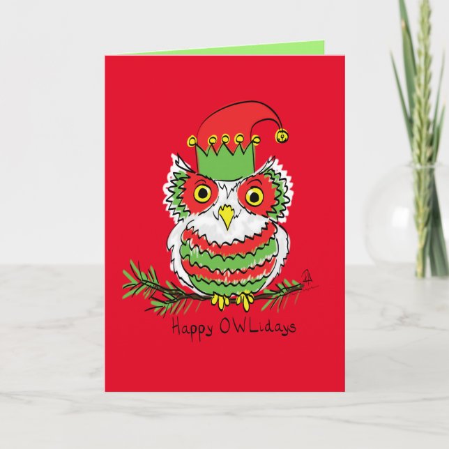 Owl Christmas Cute Funny Holiday Card (Front)