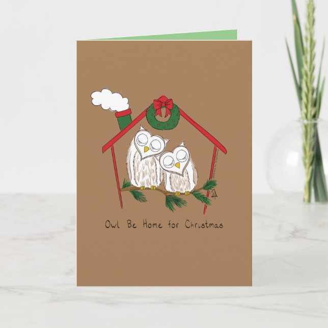 Owl Christmas Cute Funny Holiday Card (Front)