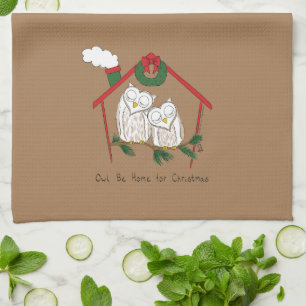 Owl Christmas Cute Funny Holiday Tea Towel