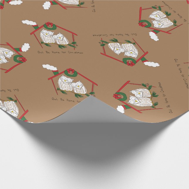 Owl Christmas Cute Funny Holiday Wrapping Paper (Corner)
