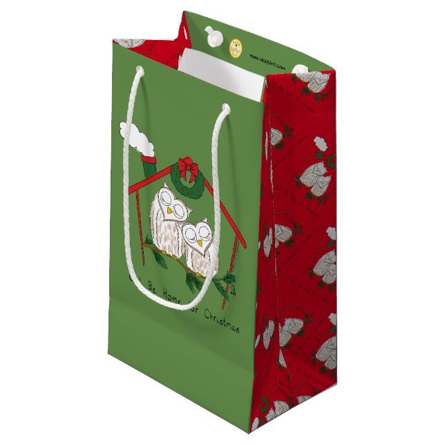 Owl Christmas Cute Kids Small Gift Bag (Front Angled)