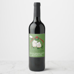 Owl Christmas Cute Kids Wine Label