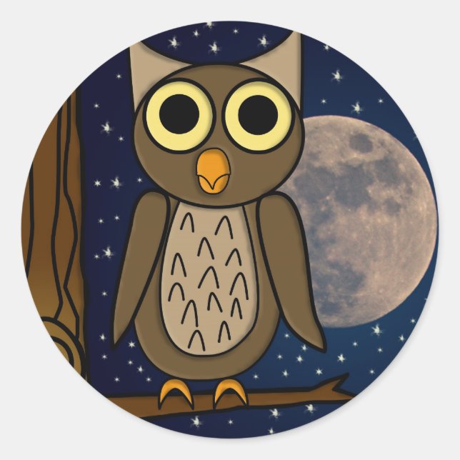 owl classic round sticker (Front)
