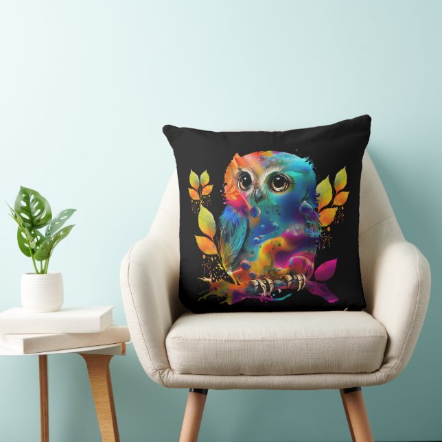 OWL COLORFUL ABSTRACT   CUSHION (Chair)