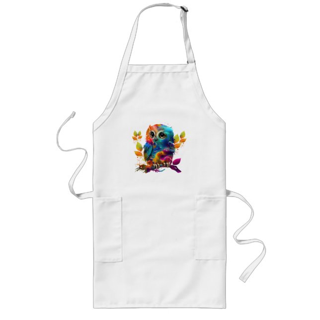 OWL COLORFUL ABSTRACT  LONG APRON (Front)