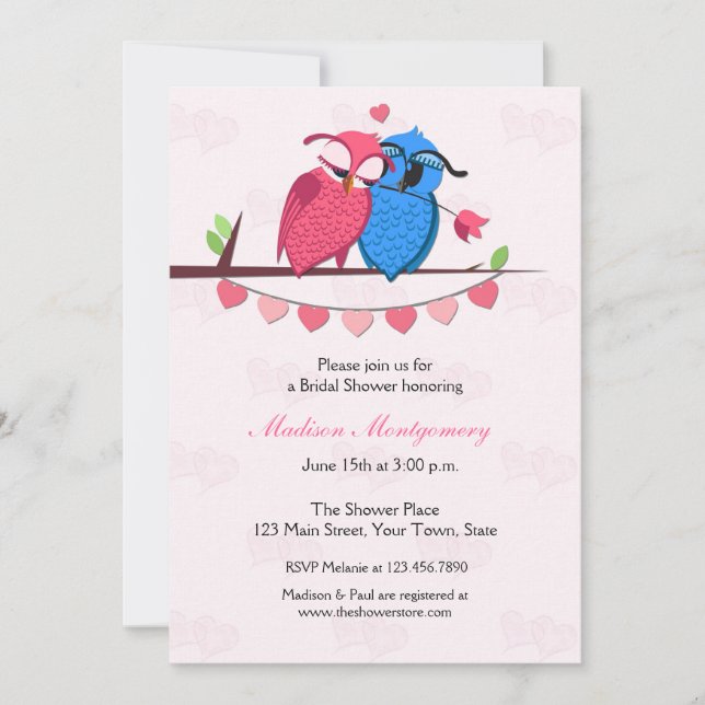Owl Couple Bridal Shower Invitation (Front)