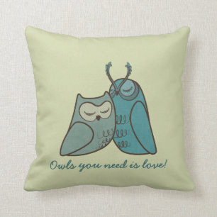 Owl Couple Cuddling Cushion