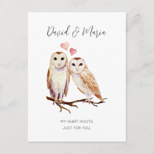 Owl Couple Love You Forever Anniversary Postcard